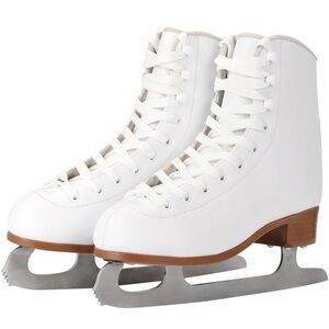 Women's White Lace Up Ice Skating Boots